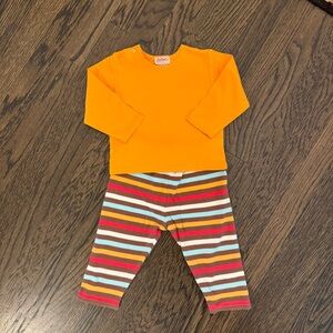 Zutano Bright Orange Cotton Top with Striped Pants